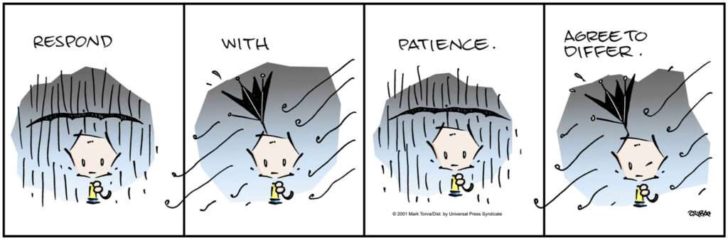 James comic strip by Mark Tonra about patience.