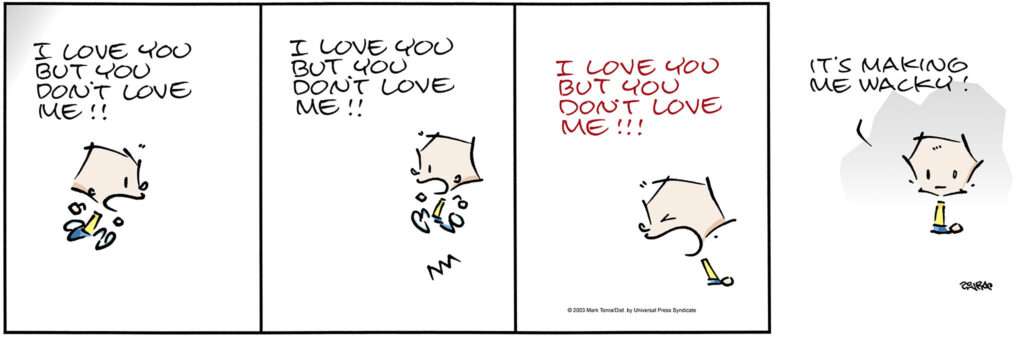 James comic strip by Mark Tonra about love.