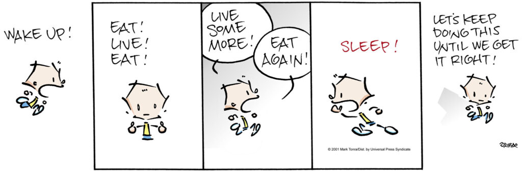 James comic strip by Mark Tonra about perseverance.