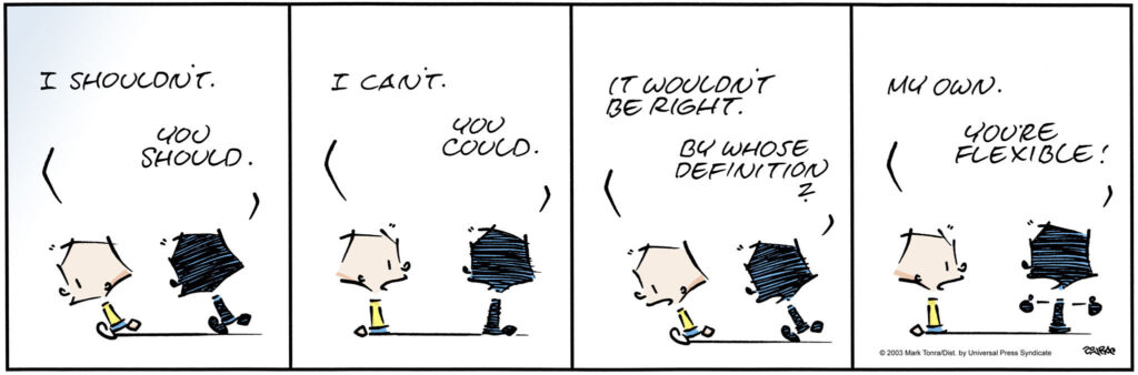 James comic strip by Mark Tonra about morality.